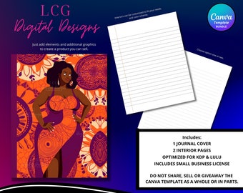 Exclusive Canva Template: Create Your Own Unique Design with 1 Cover and 2 Editable Interior Page Options | Afro Done For You Journal | DFY