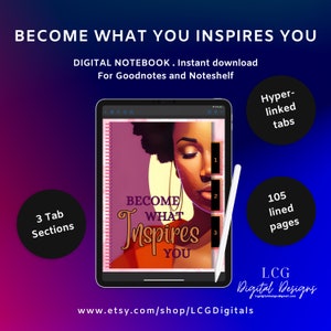Afrocentric Digital Notebook with Tabs | 3 Sections, 35 Lined Pages Each | GoodNotes Compatible | Hyperlinked Notebook | African American