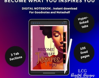 Afrocentric Digital Notebook with Tabs | 3 Sections, 35 Lined Pages Each | GoodNotes Compatible | Hyperlinked Notebook | African American