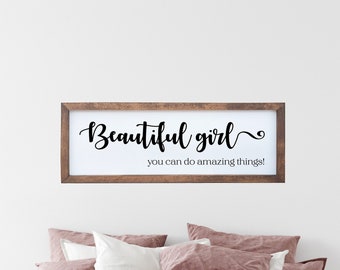 Beautiful Girl You Can Do Amazing Things | Girl's Bedroom Decor | Gift For Daughter | Nursery Decor