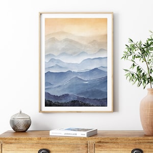 Sea of Mountains" | Blue Ridge Parkway | Blue Ridge Mountains Art| Appalachian Mountain | Watercolor Painting | Mountain Wall Art | North