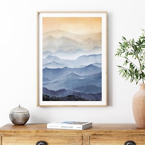 Sea of Mountains | Blue Ridge Parkway | Blue Ridge Mountains Art | Appalachian Mountain | Watercolor Painting | Mountain Wall Art | North