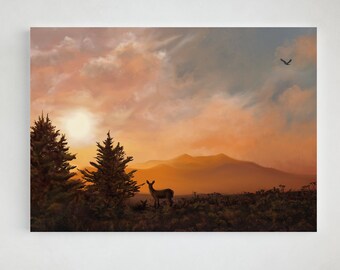Deer To My Heart | Appalachian Mountains Landscape | Oil Painting Print | Nature Lovers Gift | Deer