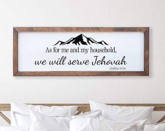 Hand-Painted Wood Sign | "As For Me and My House" Christian Decor