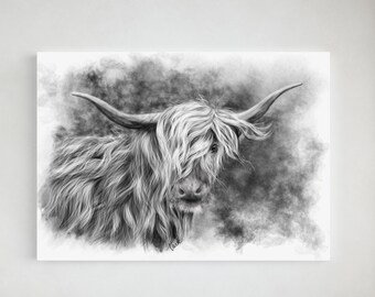Farmhouse Wall Art | Highland Cow Art | Cowgirl | Western | Western Decor