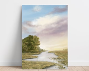 Charleston SC Low Country Canvas Print | Seascape Watercolor Art
