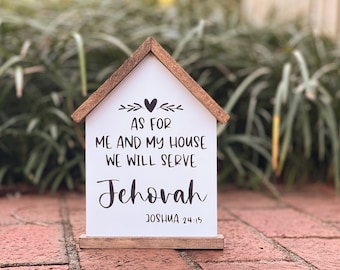Hand-Painted Scripture Wood Sign | House Shelf Sitter Decor