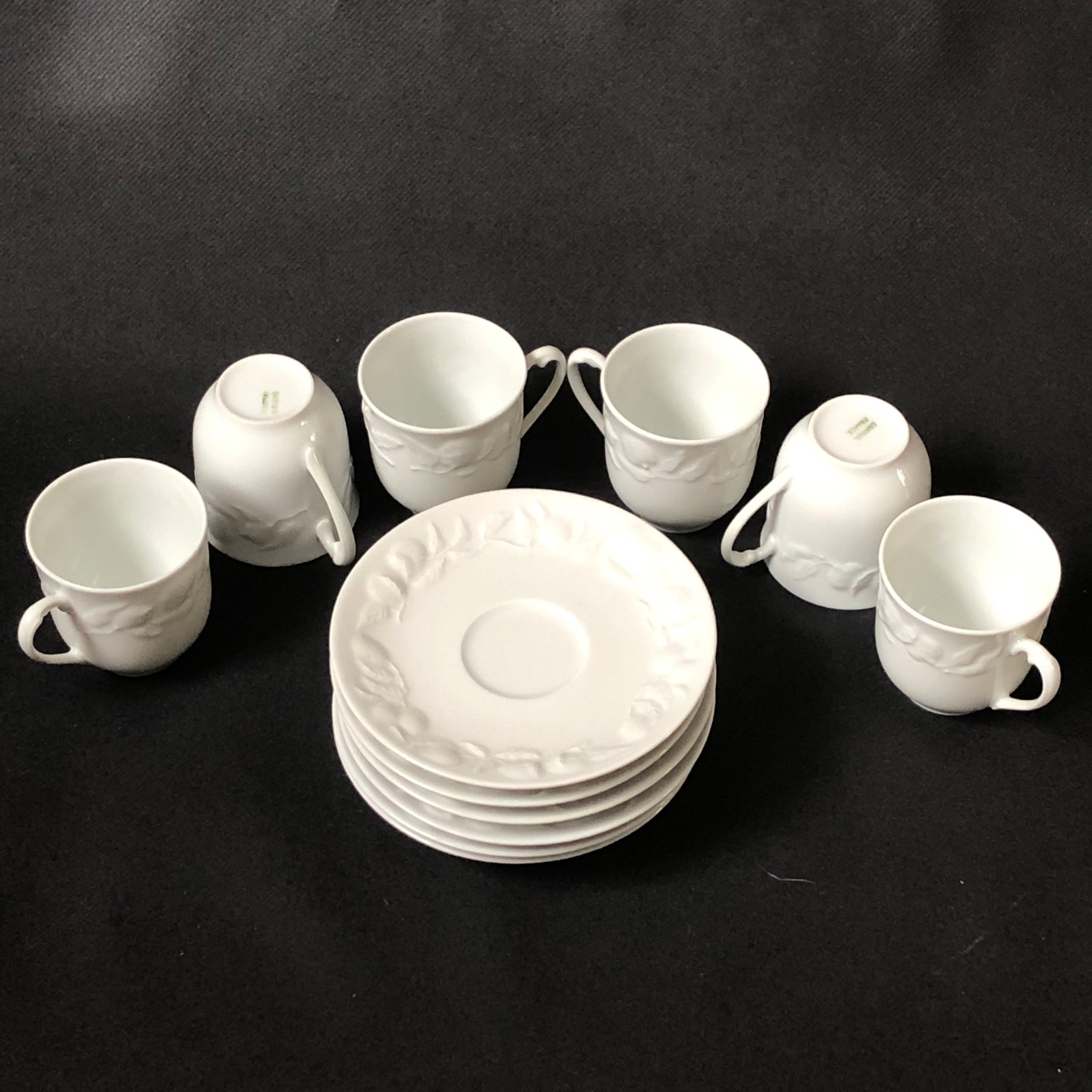 Set de 6 Tasses à Café avec Soucoupes en Porcelaine Limoges