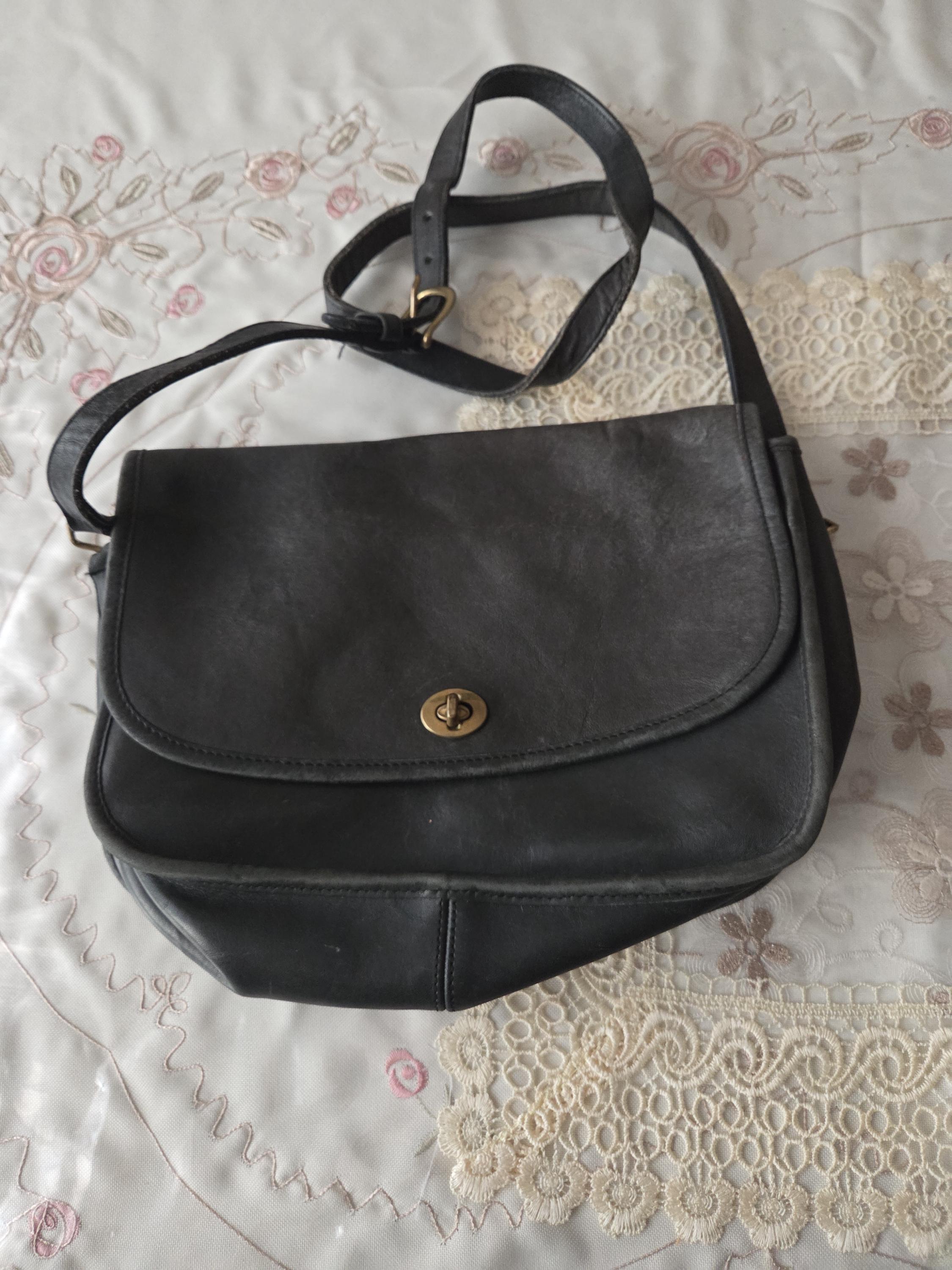 Vintage Black Leather Coach City Bag - Etsy