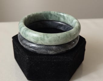 Set of Two Jade Bangle Bracelets