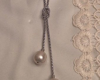 Luxury Pearl Chain Lariat Necklace