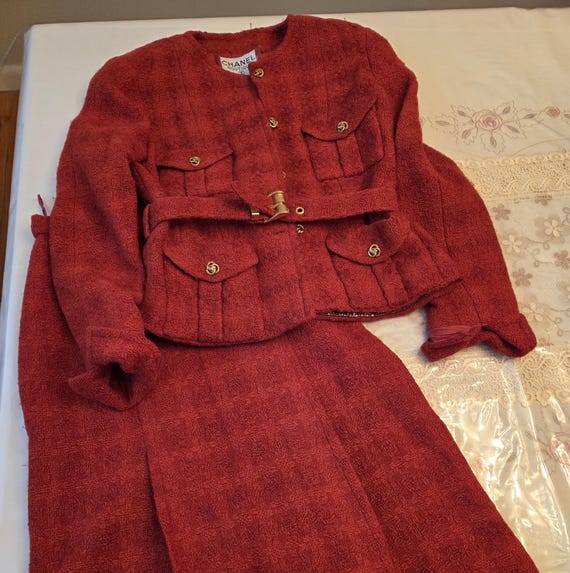 Chanel, Vintage Chanel Red Tweed Suit