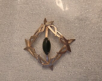 Vintage Gold Filled and Faux Jade Brooch
