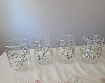 Vintage Federal Floral Stackable Glasses