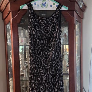 stenay beaded silk dress Stenay Beaded Silk Dress 12 Black Floral Sequin Vintage Evening Gown  Deadstock