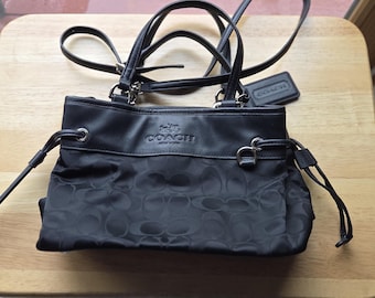 Vintage Black Leather Coach Purse: Lunch Box Bag - Etsy