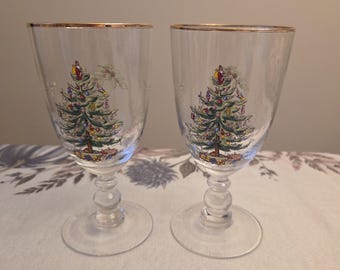 Spode Christmas Goblets - A Pair