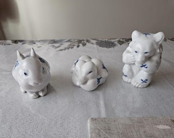Royal Copenhagen Blue Palmette/Blue Fluted Figurines
