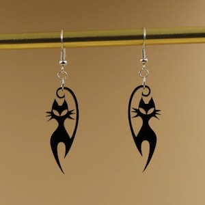 Black Cat Acrylic Earrings: Halloween Statement Jewelry