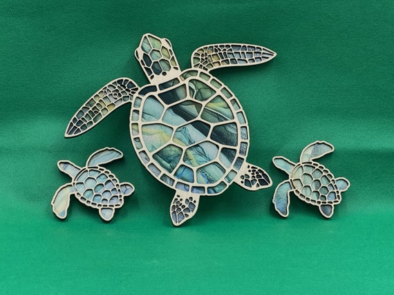 Sea Turtle Family, Sea Turtle Wall Art, Set of 3 Turtles, Wall