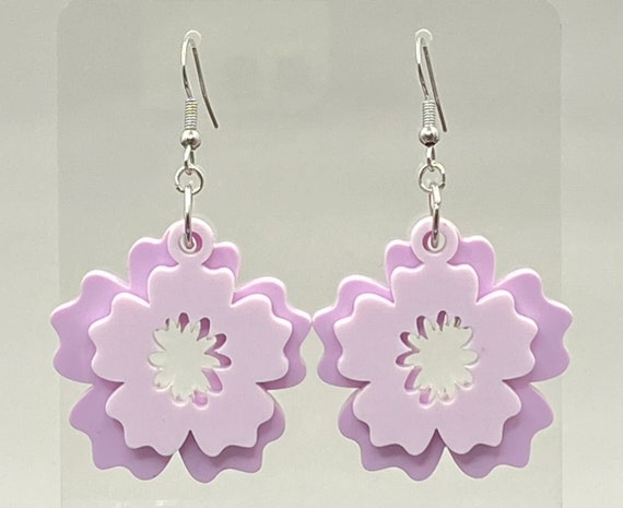 Springtime Flowers Dual Layer Acrylic Earrings Various - Etsy