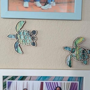 Decoración de pared de madera en capas con diseño de familia de tortugas marinas - Juego de 3 imagen 6