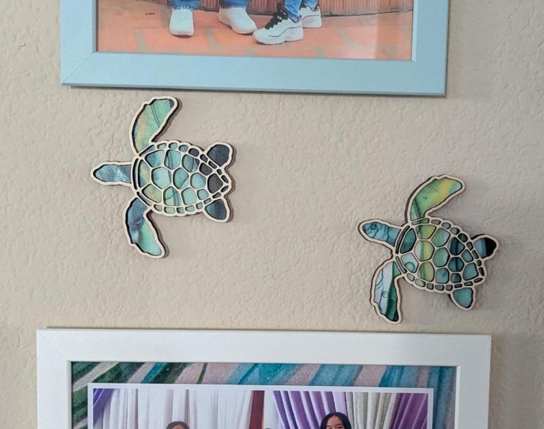 Decoración de pared de madera en capas con diseño de familia de tortugas marinas - Juego de 3 imagen 6