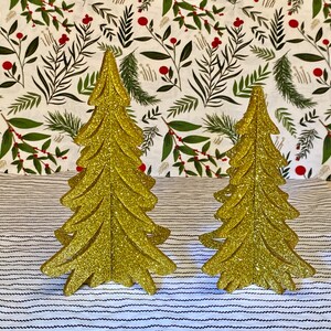 Árbol de Navidad acrílico con purpurina dorada: decoración navideña para la mesa