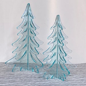 Clear Acrylic Accent Trees Set, Forest Scene, Pop Up Decoration, Christmas Decoration, Holiday Scene, Table Top Christmas Centerpiece