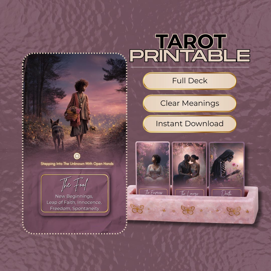 Printable Tarot Card Deck | Digital Tarot Cards | Instant Download PDF ...