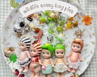 Kewpie Angel Sonny Doll Handmade Beaded Bag Pins | Wildlife Edition