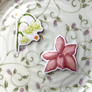 Cottagecore Flower Lily of the Valley & Orchid Aesthetic Stickers