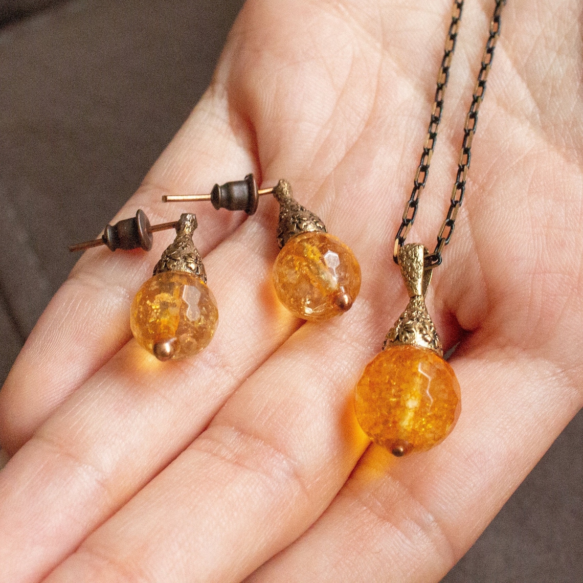 Zinello Design Citrin Armband - Natürlicher Heilstein Mit Glücksklee Aus Edelstahl