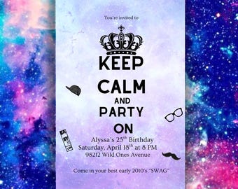 Keep Calm Birthday Invitation, 2000s Nostalgia (Digital Download)
