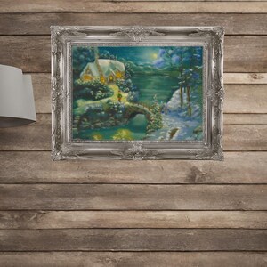 Original hand painted Christmas oil painting. Original art work for a Christmas gift