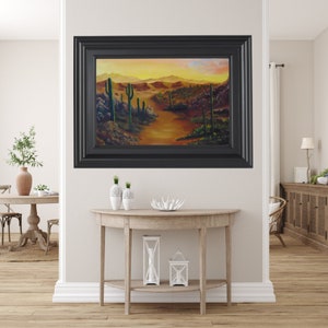 Original large desert landscape oil painting.