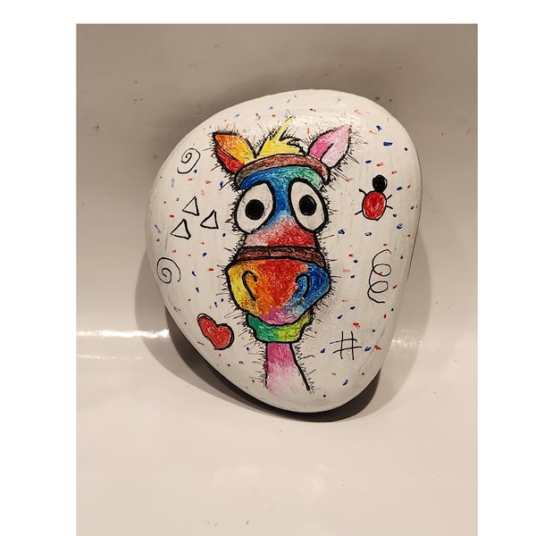 Horse   Whimsical art, Handmade painted Rock. Hand-painted rock. Animal Horse