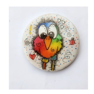 Bird  WHIMSICAL, Handmade painted Rock. Animal Bird hand-painted O5