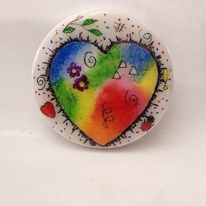 Heart WHIMSICAL, Handmade painted Rock. Heart