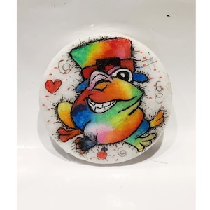 Frog  ,  Handmade painted Rock. Animal frog hand painted
