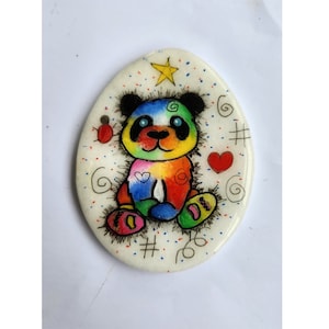 Panda Bear   Whimsical art,Handmade painted Rock. Animal Panda Bear hand painted. LG