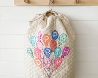 Handmade Birthday Bag. 100% cotton. Personalised.