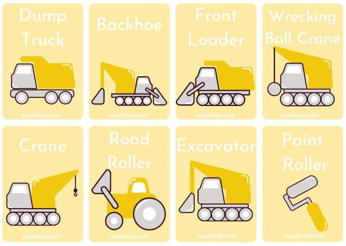 24 Construction Site Flashcards Made by Seed to Sprout Etsy
