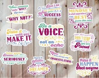 Positive Affirmation Stickers | Motivational Quote Stickers | Waterproof | Water Bottle, Laptop, Journal Stickers