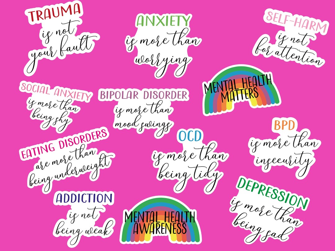 Mental Health Stickers | Waterproof Sticker Pack | Water Bottle ...