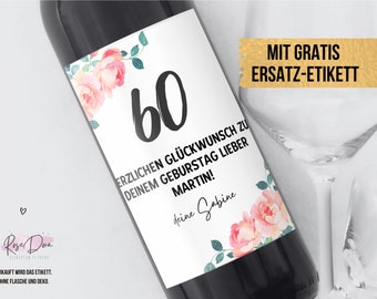 Personalized Wine Bottles Label 60th Birthday | Bottles Labels Sechszigster | Labels Birthday Child Birthday Gift Friends