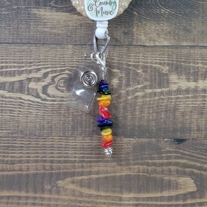 Rainbow Stone Badge Reel Charm | Zipper Charm | Planner Charm | Badge Buddy Charm |Badge Holder Charm | Chakra Stitch Marker | Lanyard Charm