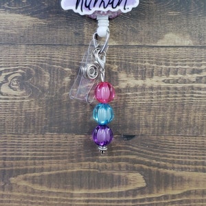 Ombre Bead Badge Reel Charm | Zipper Charm | Planner Charm | Badge Buddy Charm | Cute Badge Holder Charm | Stitch Marker | Lanyard Charm