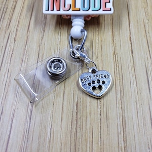 Dog Badge Reel Charm | Cat Zipper Charm | Planner Charm | Pet Badge Buddy Charm | Cute Badge Holder Charm | Stitch Marker | Lanyard Charm