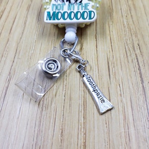 Toothpaste Badge Reel Charm | Zipper Charm | Planner Charm | Badge Buddy Charm | Cute Badge Holder Charm | Stitch Marker | Lanyard Charm